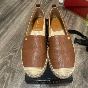 Ralph Lauren Cameryn IV Tumbled Leather Espadrille
